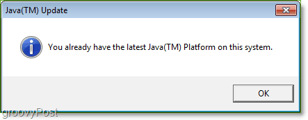 צילום מסך: בדיקת עדכוני Java של Windows 7 השלימה את Jucheck.exe