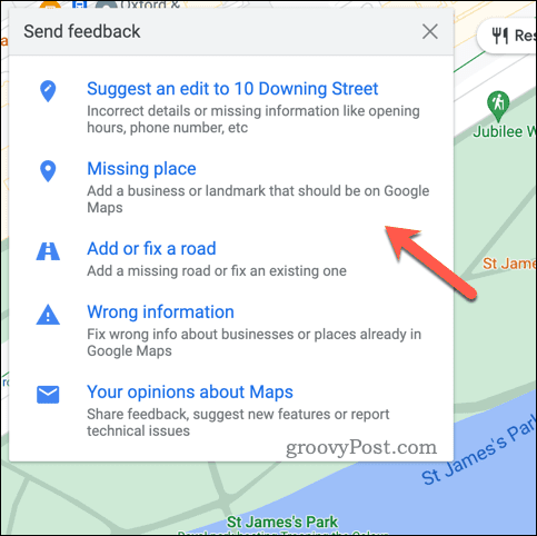 ספק משוב על מפות Google