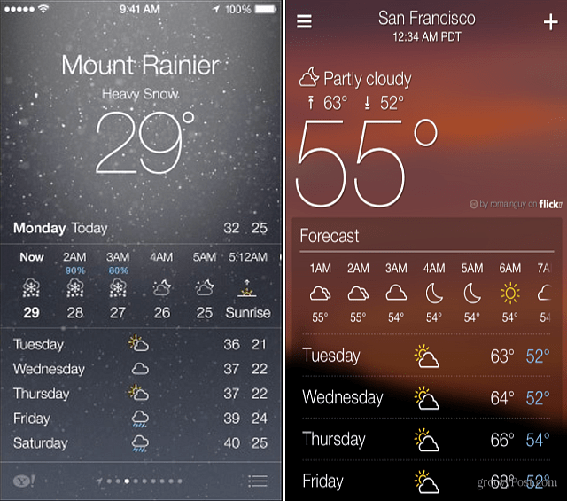 אפליקציות מזג אוויר של יאהו ו- iOS 7