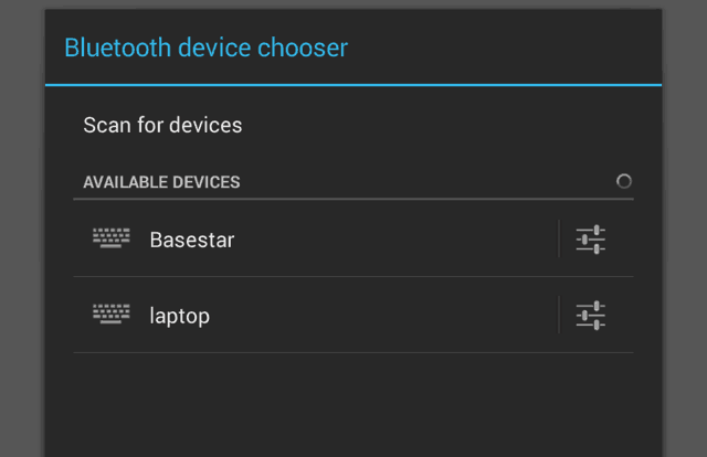 בוחר מכשיר Bluetooth אנדרואיד