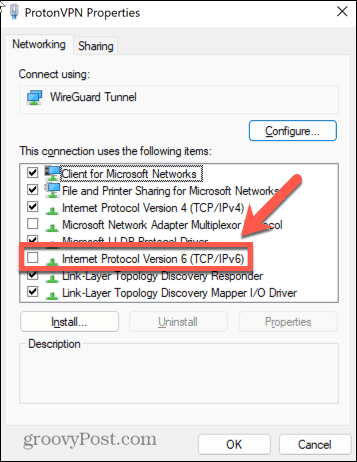 Windows 11 בטל את הסימון של ipv6