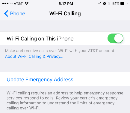 אפשר שיחות Wi-Fi באייפון