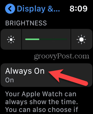 הקש על תמיד פועל בהגדרות ב- Apple Watch שלך