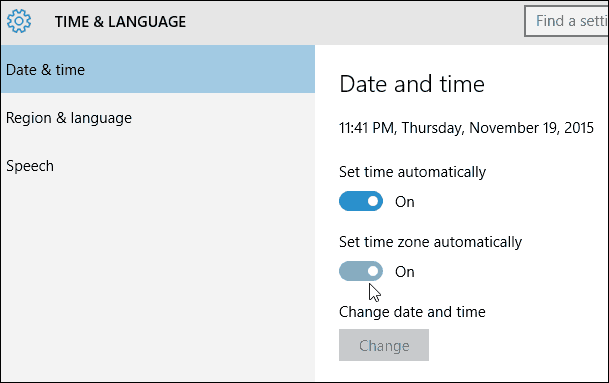 הגדר אוטומטית את אזור הזמן ל- Windows 10