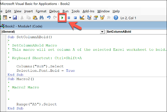 עריכת מאקרו של Excel בעורך Office VBA