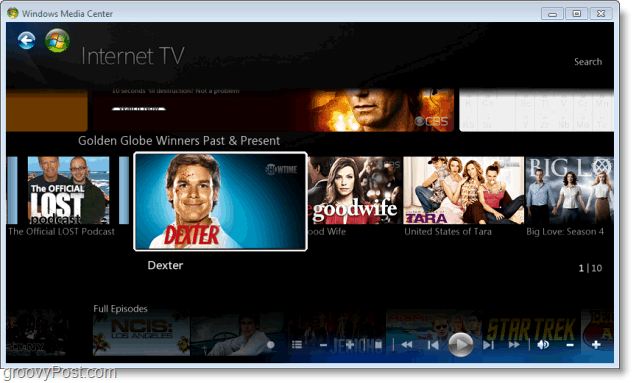 מרכז המדיה של Windows 7 - דקסטר לא = grooveDexter