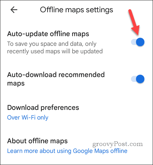 עדכן אוטומטית את מפות Google מפות לא מקוונות