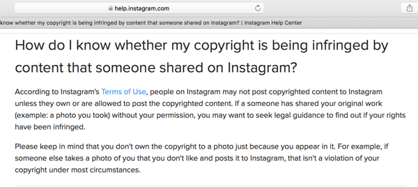 מרכז העזרה של Instagram מתאר כמה הנחיות בנושא זכויות יוצרים.