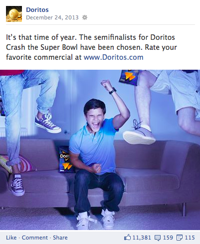 פוסט בפייסבוק של doritos
