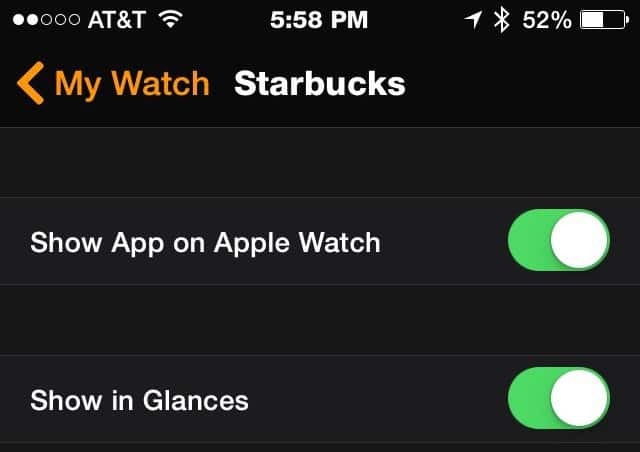 אפליקציית סטארבקס - Apple Watch
