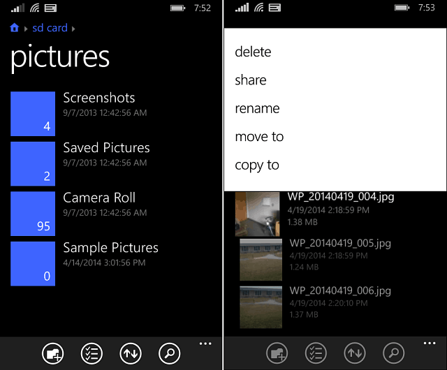 אפליקציית הקבצים Windows Phone 8-1