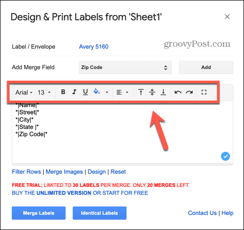 כלי עיצוב של google sheets