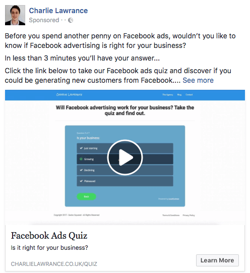השתמש במודעות הווידאו של פייסבוק כדי לתת למשתמשים תצוגה מקדימה של תוכן מגנט לידים.