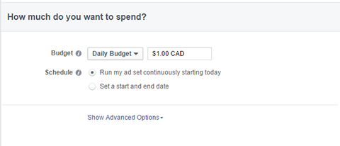 אפשרויות תקציב למודעות בפייסבוק