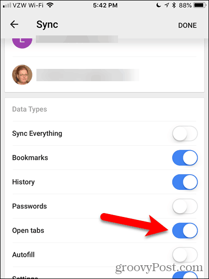 אפשר כרטיסיות פתוחות ב- Chrome עבור iOS