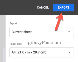 כפתור ייצוא Google Sheets ל-PDF