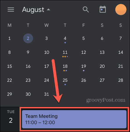 Google Calendar Event לנייד