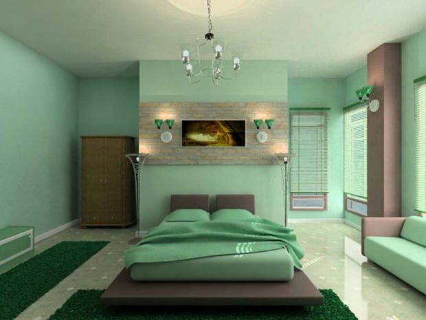 חדר שינה ירוק במים
