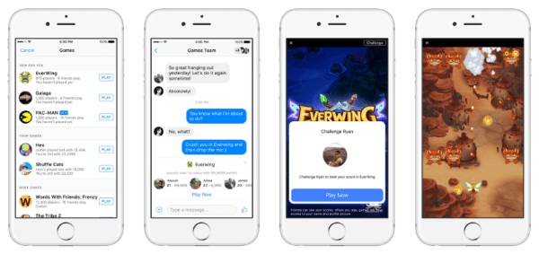 פייסבוק השיקה את משחקי אינסטנט, חוויית משחק חדשה בפלטפורמות HTML5, במסנג'ר ובפיד החדשות של פייסבוק הן לנייד והן לאינטרנט.