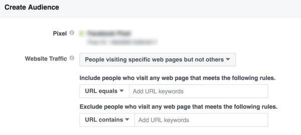 בנה קהל פייסבוק בהתאמה אישית של אנשים שמבקרים בדפים ספציפיים באתר שלך.