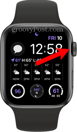 לחץ על כתר דיגיטלי ב- Apple Watch