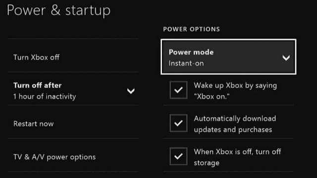 חיסכון בחשמל ב- Xbox One