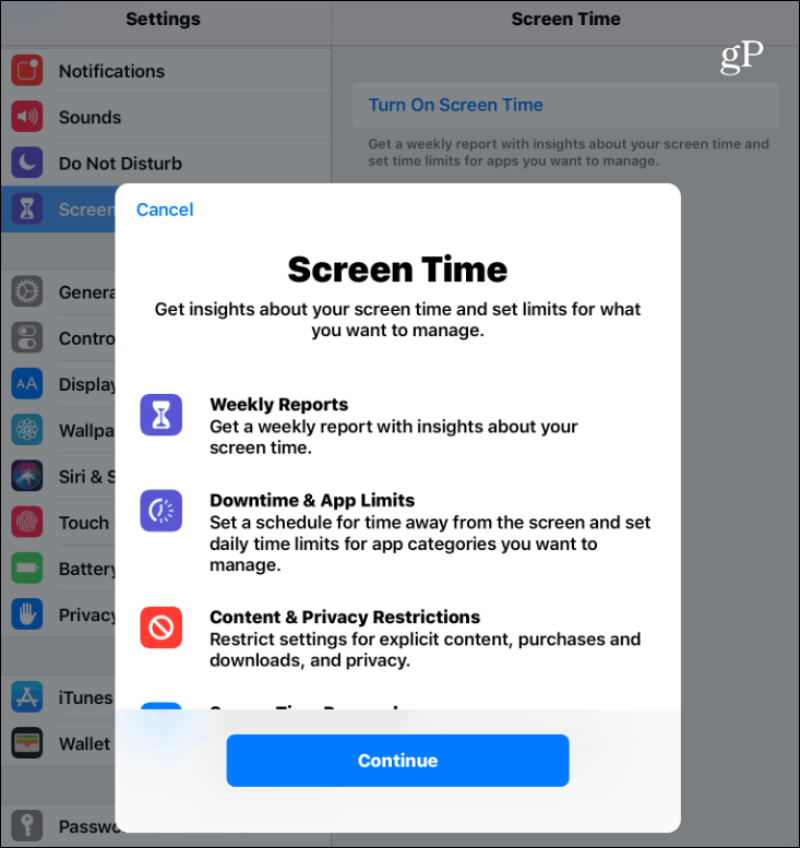 הפעל את זמן המסך iOS 12