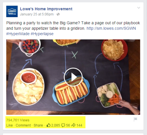 פוסט וידאו לשיפור הבית ב- lowes בפייסבוק