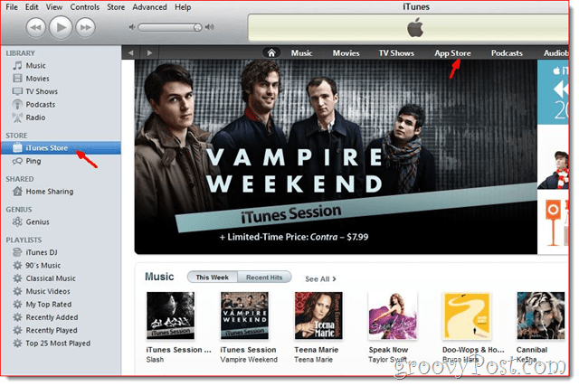 iTunes - לחץ על חנות iTunes כדי ליצור חשבון