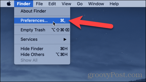 פתח את העדפות Finder במחשב ה- Mac שלך