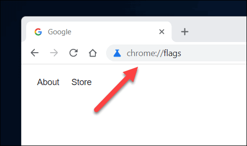 גישה לתפריט Chrome Flags