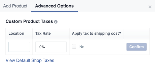 מיסים על מוצרים מותאמים אישית לחנות בפייסבוק