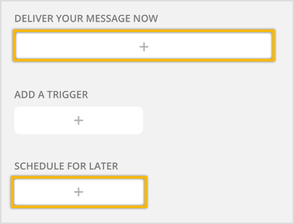 לחץ על כפתור + כדי ליצור הודעת שידור חדשה.