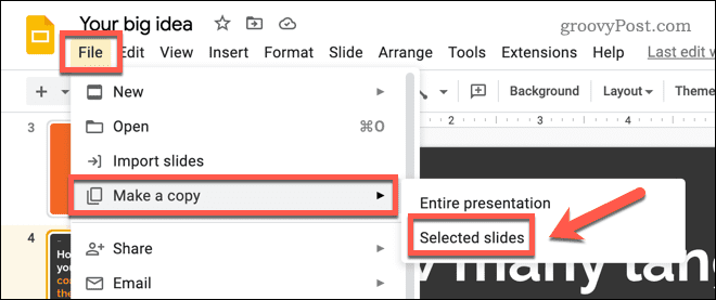 העתקת שקפים ב-Google Slides