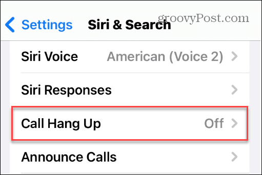 נתק בטלפון ובשיחות FaceTime עם Siri