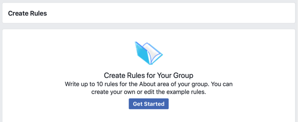 כיצד לשפר את קהילת קבוצות הפייסבוק שלך, אפשרות פייסבוק להתחיל ליצור כללים עבור הקבוצה שלך