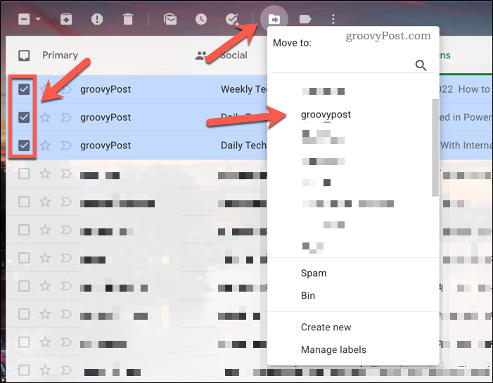 העברת פוסטים של Gmail