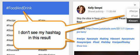 חיפוש hashtag ב- google +
