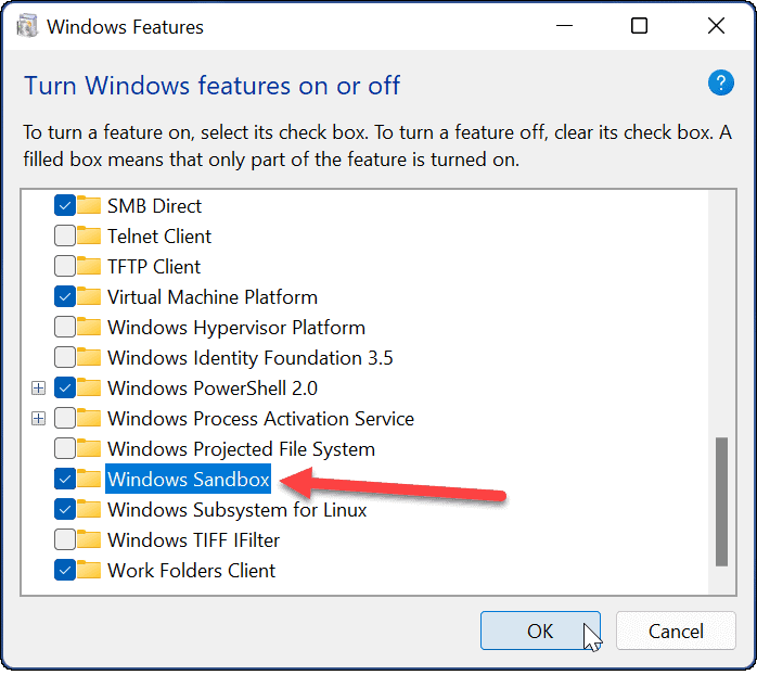 הפעל את Windows Sandbox Windows 11