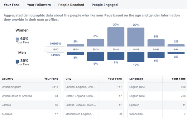 נתוני דמוגרפיה של קהל בפייסבוק תובנות.