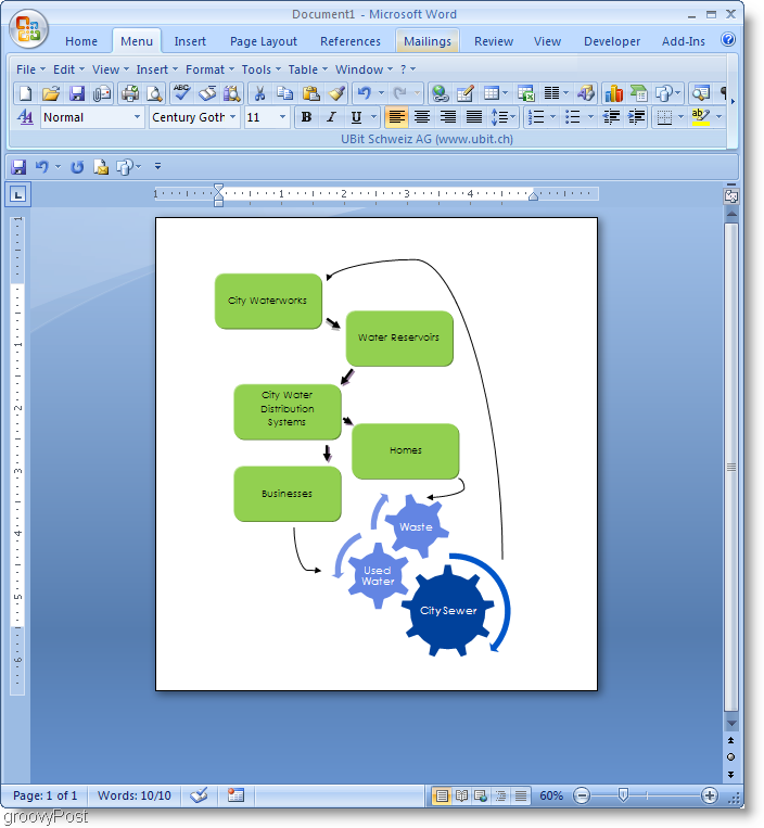 דוגמת תרשים זרימה של Microsoft Word 2007