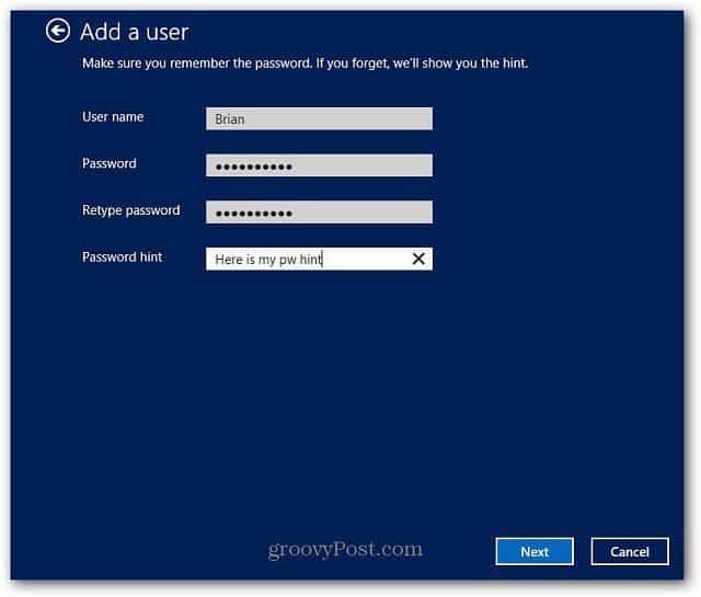 צור חשבון מקומי ב- Windows 8 והתחבר ללא חיבור לאינטרנט