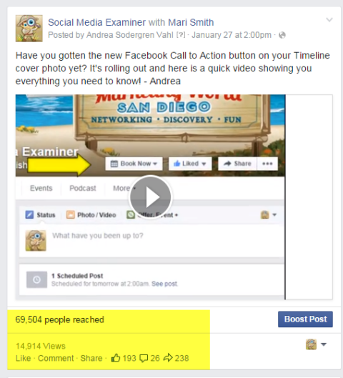 פוסט וידאו של בוחן מדיה חברתית בפייסבוק
