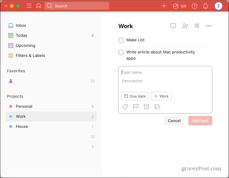 אפליקציית mac todoist