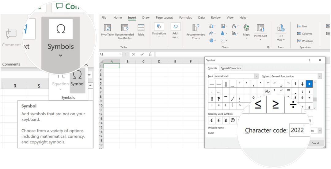 הכנס סמל ב- Microsoft Excel