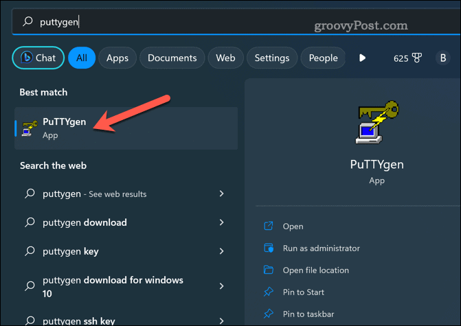 הפעל את puttygen ב-Windows 11