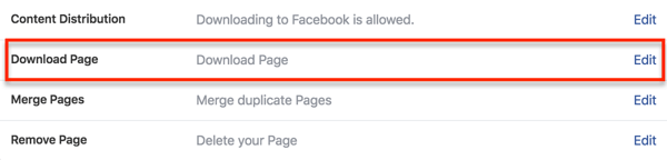 מצא את האפשרות להוריד את נתוני הדף שלך בהגדרות פייסבוק.