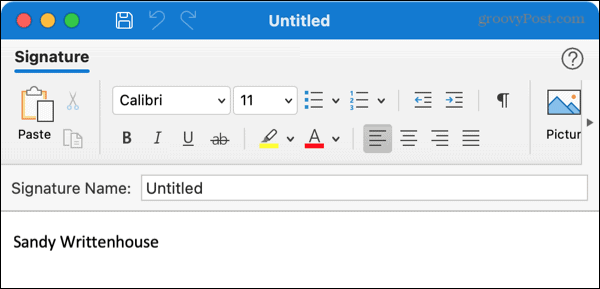 צור חתימה חדשה ב- Outlook ב- Mac