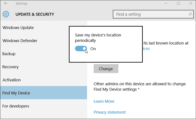 כיצד לאפשר את מצא את המכשיר שלי עבור Windows 10