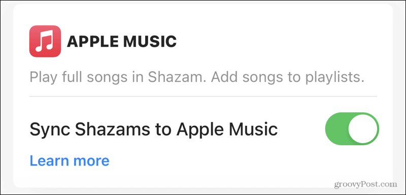 סנכרן את Apple Music עם Shazam